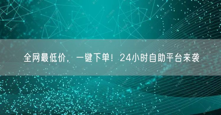 全网最低价,一键下单!24小时自助平台来袭