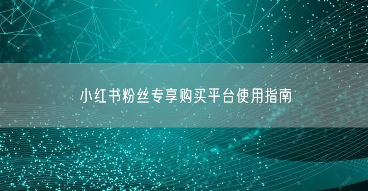小红书粉丝专享购买平台使用指南