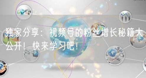 独家分享:视频号的粉丝增长秘籍大公开!快来学习吧!