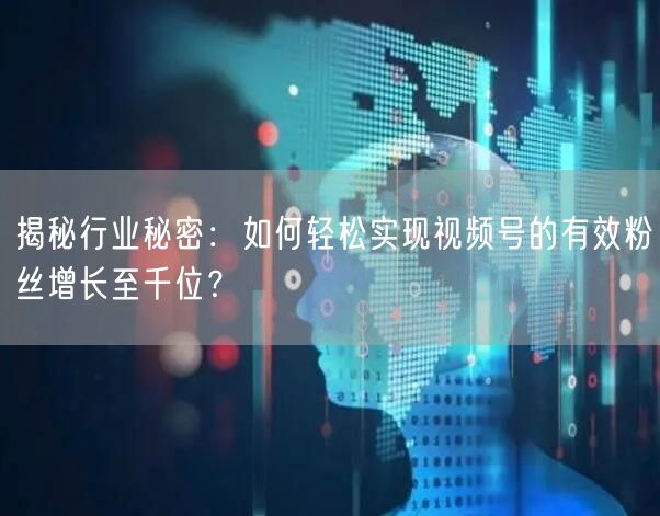 揭秘行业秘密:如何轻松实现视频号的有效粉丝增长至千位?