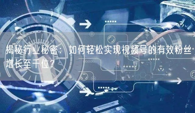 揭秘行业秘密:如何轻松实现视频号的有效粉丝增长至千位?