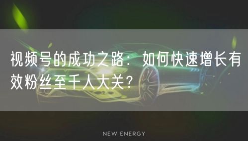 视频号的成功之路:如何快速增长有效粉丝至千人大关?